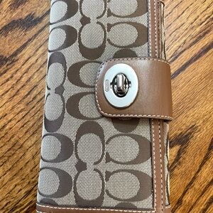 Coach Brown and Tan Signature Wallet